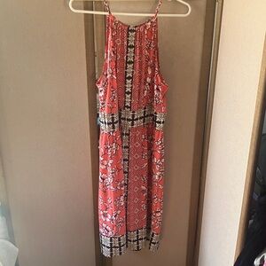 FINAL MARKDOWN London Times Coral and Black Floral Midi Dress 14